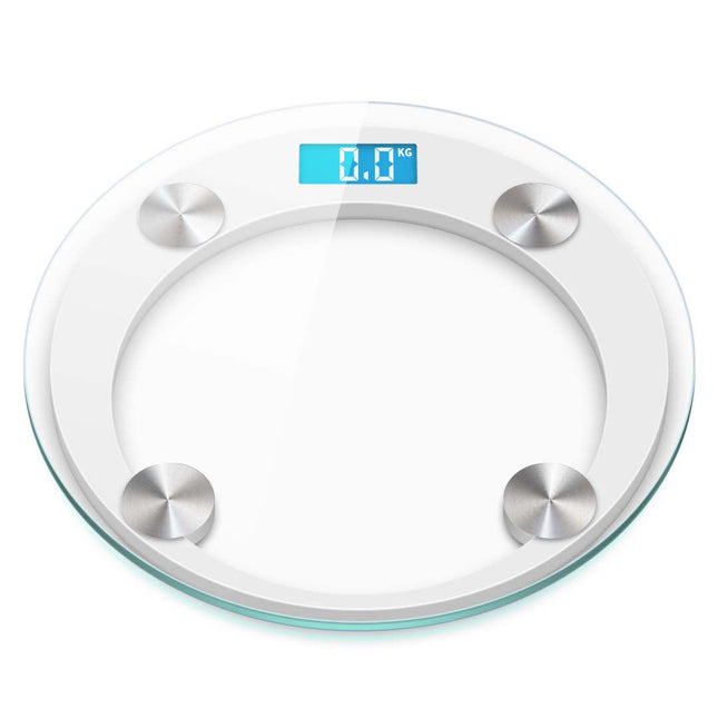 180kg Digital Glass LCD Scales Round White