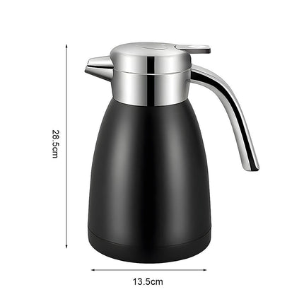 2.2L Black Stainless Steel Water Bottle Insulated Vacuum Flask Coffee Jug