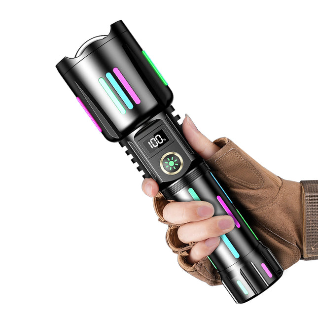 Kezu Aluminum Alloy Strong Light Flashlight , Power Display , Night Fluorescent Strip ( KH - W515 )