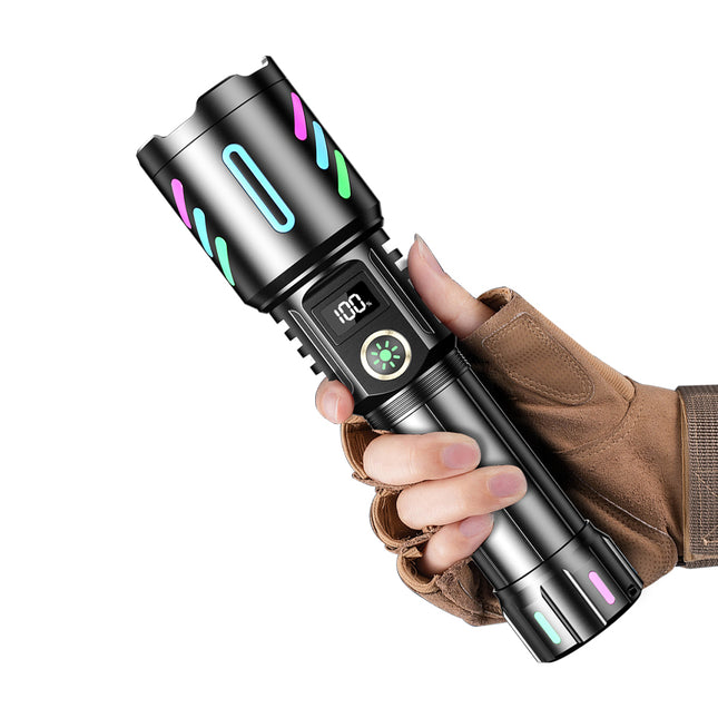Kezu Aluminum Alloy Strong Light Flashlight , Power Display , Night Fluorescent Strip ( KH - W514 )