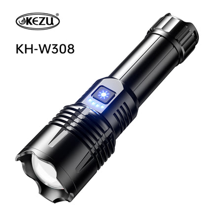 Kezu Aluminum Alloy Strong Light Flashlight White Laser Wick , Battery Indicator ( KH - W308 )