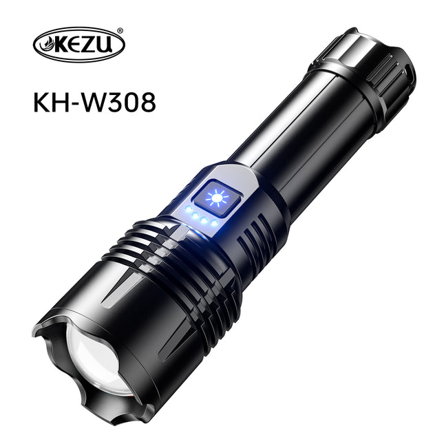 Kezu Aluminum Alloy Strong Light Flashlight White Laser Wick , Battery Indicator ( KH - W308 )