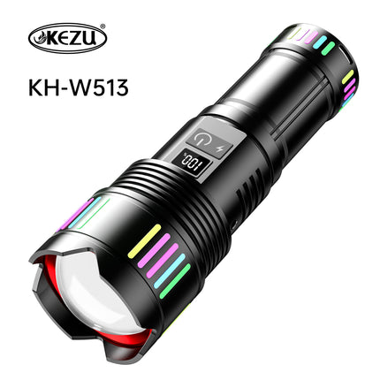 Kezu Aluminum Alloy Strong Light Flashlight Power Display, Night Fluorescent Strip ( KH - W513)