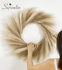 Serwalin 24” Pampas Grass Wreaths, Ivory and Taupe Pampas Wreaths Home Decor, Front Door Decor Pampas Feather Wreath for DIY Arrangement Farmhouse Beach Boho Table Centerpieces Bathroom Bedroom Decor