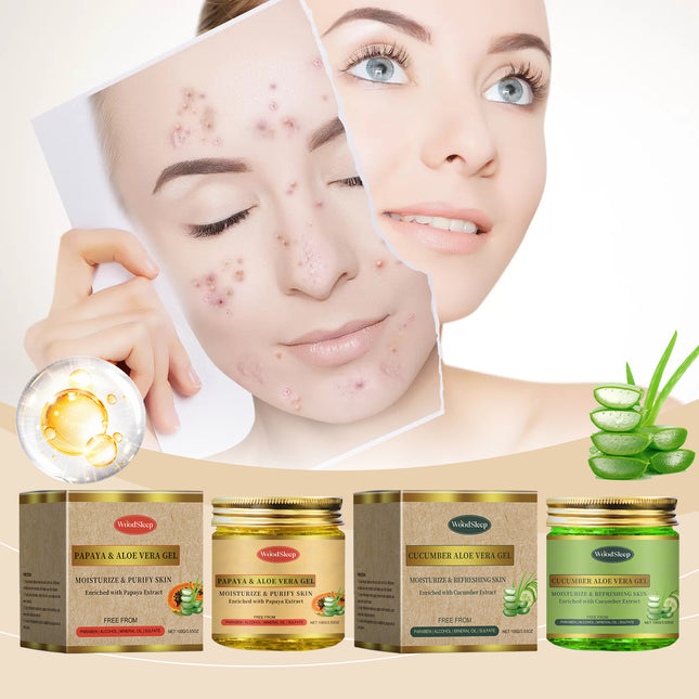 WoodSleep Papaya Aloe Vera Hydrating Gel Facial Cleansing Aloe Vera Gel Moisturizing Nourishing Gentle Exfoliating