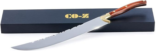 CO-Z Champagne Saber with Box Champagne Knife Wine Opener with Wooden Handle and Gold Accents Stainless Steel Bottle Opener 16.5" Champagne Sword for Wedding Gift Birthday Housewarming Home Bar