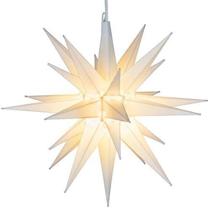 Elf Logic 21" Large Warm White LED Moravian Star - Hanging Outdoor Christmas Light - Use as Holiday Decoration, Porch Light, 3D Fixture, Advent Star, Wedding & Ballroom Venue Decor - Assembly Required