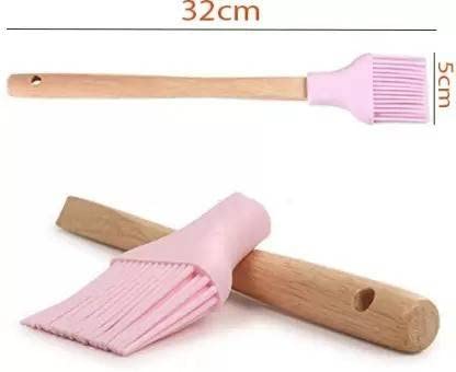 Bekner Wooden Handle Heat Resistant Pastry Brushes Silicone Flat Pastry Brush (Pack of 1)