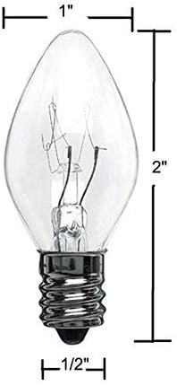Creative Hobbies® Box of 25 Clear Blinker Light Bulbs, C7 Candelabra Base,Random Blinking - Great for Night Lights and Christmas Strings 7 Watt Candelabra Base