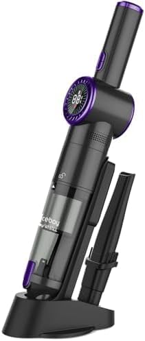 Nicebay Cordless Handheld Vacuum Cleaner, 15Kpa Strong Suction Portable Hand Vacuum Cleaner, Led Display Car Vacuum Cleaner, Fast Charging Dock, Rechargeable Handheld Vacuum Purple