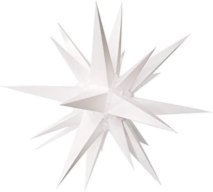 Elf Logic 21" Large Warm White LED Moravian Star - Hanging Outdoor Christmas Light - Use as Holiday Decoration, Porch Light, 3D Fixture, Advent Star, Wedding & Ballroom Venue Decor - Assembly Required