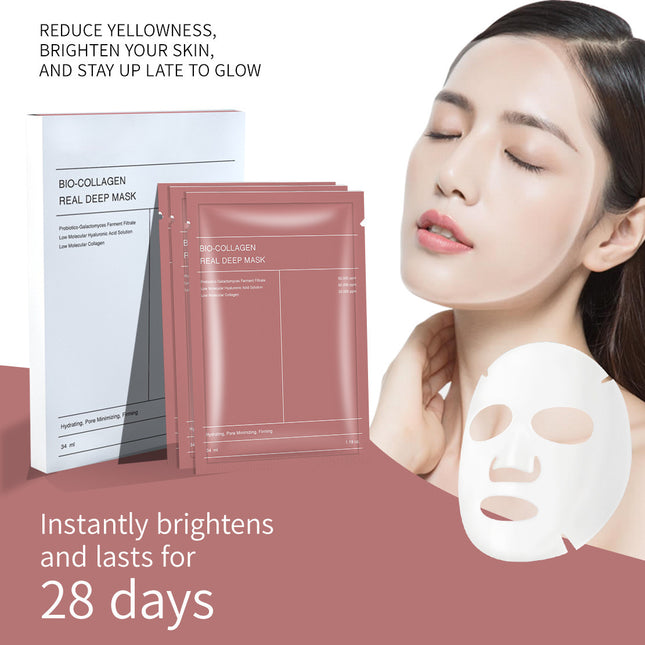 Bio-Collagen Real Mask Sheet Face Mask with White to Transparent Collagen Effect