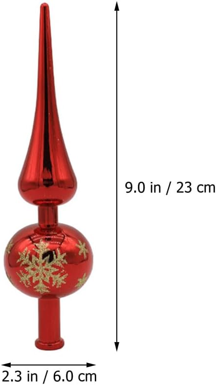 LOGOFUN 2Pcs Christmas Tree Topper Glass Spherical Treetop Hand Painted Tree Ornament Xmas Party Decorations (Red)