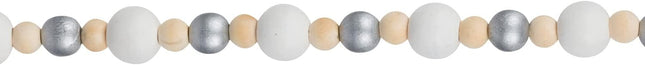 One Holiday Way 9-Foot Rustic White, Silver and Unfinished Wood Bead Garland Christmas Tree Decoration - Decorative Vintage Wooden Beads for Everyday Chic Wedding Country Farmhouse Elegant Home Decor
