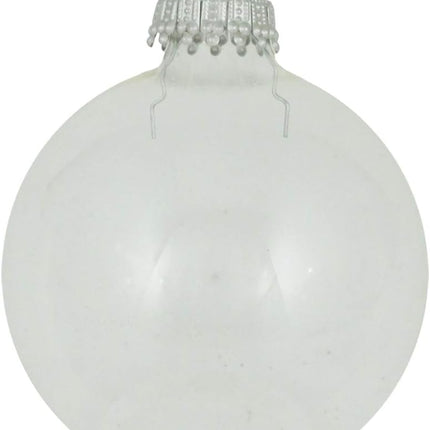 Christmas by Krebs [8 Pack] Clear with Silver Caps 2 5/8" (67mm) Ornament Designer Seamless Craft Glass Ball