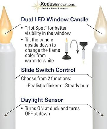 FPC1370A-6 LED Plug-in Window Candle with Hot Spot Technology Dusk to Dawn Sensor and Choose Warm or White Flame, Aged Bronze/Black, Pack of 6