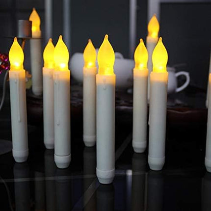 Pack of 24 Flameless Taper Candles Battery Operated Flickering Ivory Led Candle for Christmas Wedding Party Candelabra Flicker Amber Taper Candles Table Centerpiece – 6.5 Inch Candle