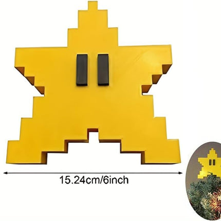 Christmas Tree Star Topper Funny Tree Decorations, Xmas Yellow Star Tree Topper for Indoor Home Holiday Party Birthday Ornament