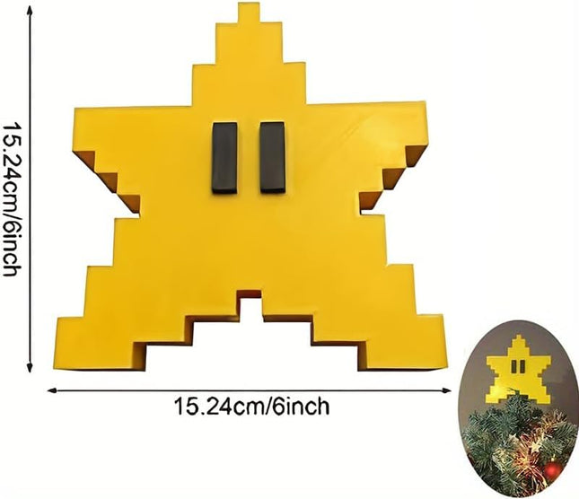 Christmas Tree Star Topper Funny Tree Decorations, Xmas Yellow Star Tree Topper for Indoor Home Holiday Party Birthday Ornament