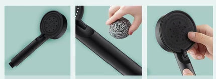 Acetap 5-Mode Round Hand Shower - Black Elegance with ABS Material - Effortless Setup Lightweight Wide Coverage Spray. (Head Only)