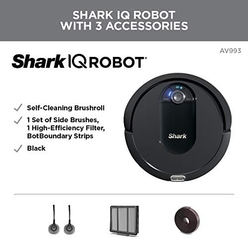 Shark Av993 Iq Robot Vacuum, Self Cleaning Brushroll, Advanced Navigation, Perfect For Pet Hair, Compatible With Alexa, Wi Fi , Black