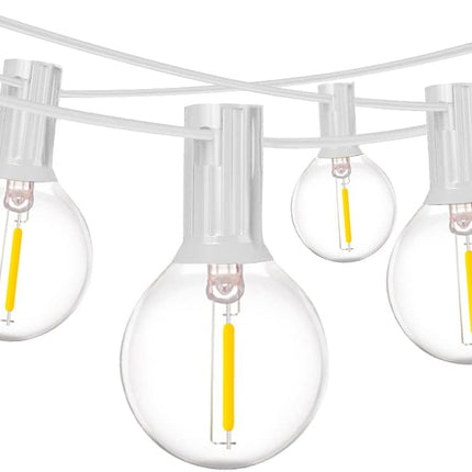 2-Pack 25Ft Outdoor LED String Lights with 50+4 Shatterproof LED Clear Plastic Globe Bulbs,Commercial Lighting for Patio Cafe Porch Bistro Party Wedding Christmas Indoor/Outdoor Decoration,White Wire