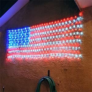 FUNIAO American Flag Lights, 420 LED USA Flag Net Lights, Outdoor Waterproof Patriotic Lights Hanging Ornaments for Memorial Day, 4th of July, Flag Day, Presidential Election, Christmas