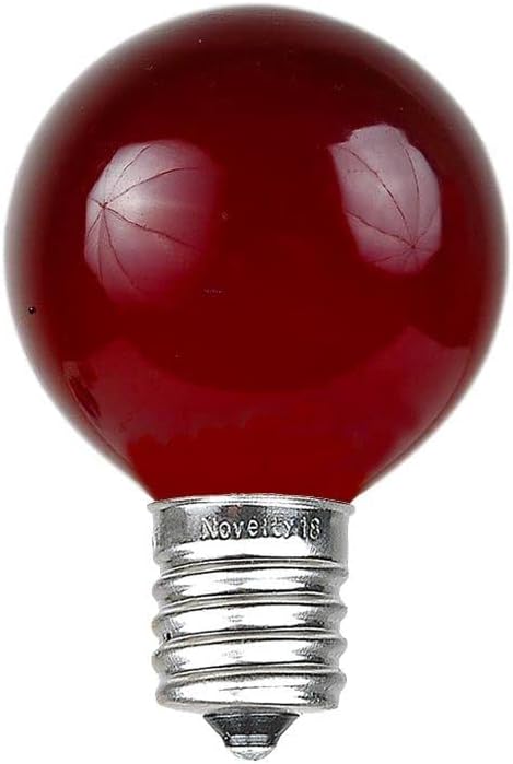 Novelty Lights Incandescent G30 Globe Replacement Bulbs - Outdoor Individual Bulbs For Events, Holiday Parties, Patios, And More - C7/E12 Candelabra Base, 5 Watt Lights (Red, 25 Pack)