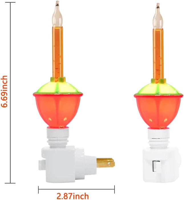 GOOTHY 1 Pack Multicolor Bubble Light Night Lights, 2 Vintage Christmas Bubble Light Bulb with Multicolor Fluid for Christmas Decoration (1 Spare), C7/E12 Candelabra Base, Swivel Plug in White Base