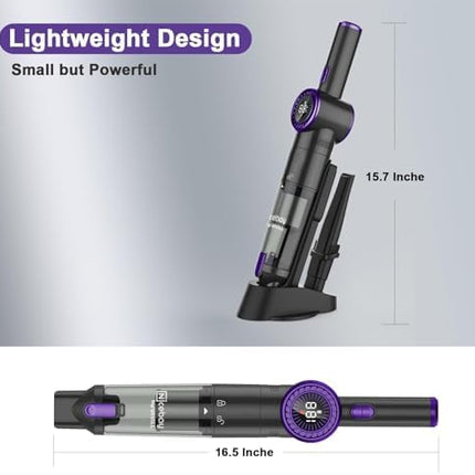Nicebay Cordless Handheld Vacuum Cleaner, 15Kpa Strong Suction Portable Hand Vacuum Cleaner, Led Display Car Vacuum Cleaner, Fast Charging Dock, Rechargeable Handheld Vacuum Purple