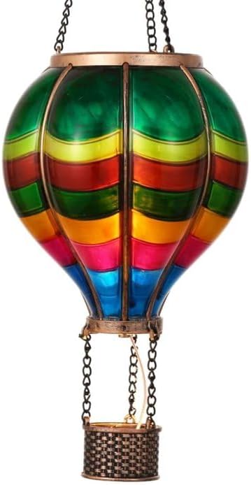 TERESA'S COLLECTIONS Patriotic Hot Air Balloon Solar Lantern for Garden Decor Halloween Christmas Party,Hanging Flickering Flame Outdoor Lights for Trees,Colorful Decorations for Party,Christmas Decor