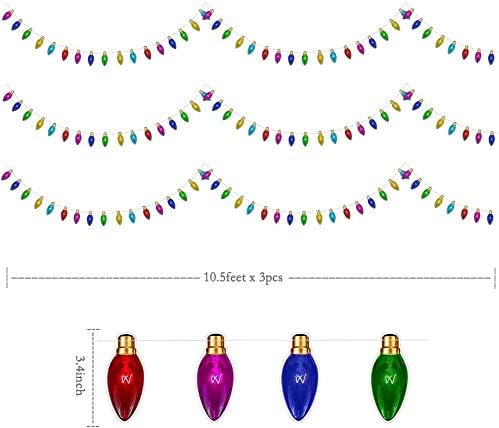 Cheerland Flat 2D Classic Colorful Light Bulb Garland Christmas Party Decoration Hanging Bulb Banner Full Color Streamer Backdrop for Birthday Year Halloween Dancing Decor (Multi Color)