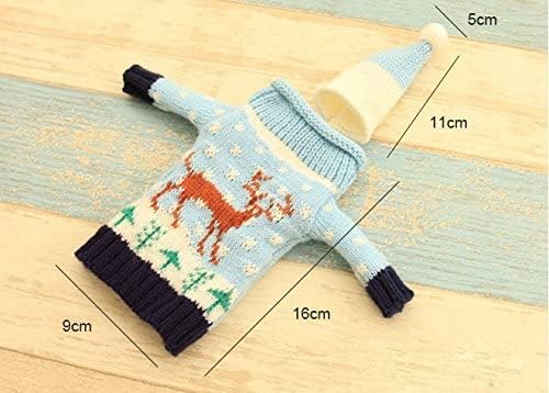 Christmas Wine Bottle Covers and Hats Kit, Gawertoy 4 Pack Ugly Christmas Sweater Wine Bottle Covers and Caps with Joy Snowman Xmas Tree Reindeer Pattern for Christmas Party Table Decorations
