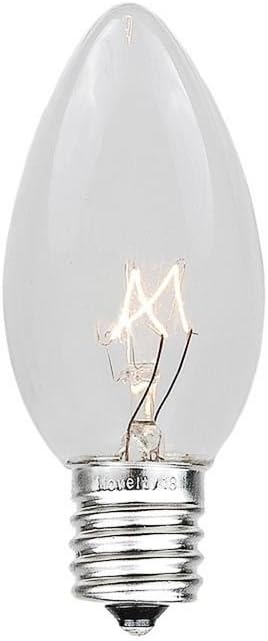 Novelty Lights Christmas Replacement Bulbs - Outdoor Individual Bulbs For Events, Holiday Parties, Patios, And More - C7/E12 Candelabra Base, 5 Watt Lights (Clear, 25 Pack)