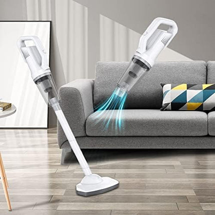 Cordless Stick Vacuum Cleaner, Lightweight Powerful Suction Handheld Vacuum For Hard Floor Carpet Pet Hair, White