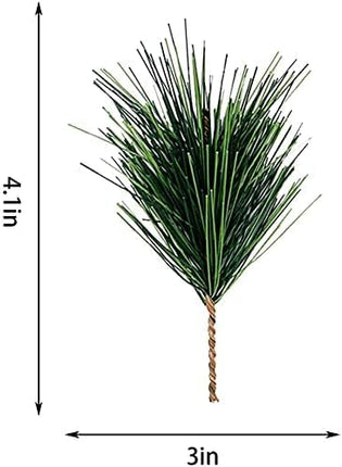 60 PCS Artificial Green Pine Needles Branches-Small Pine Twigs Stems Picks-Fake Greenery Pine Picks for Christmas Garland Wreath Embellishing and Home Holiday Garden Decoration