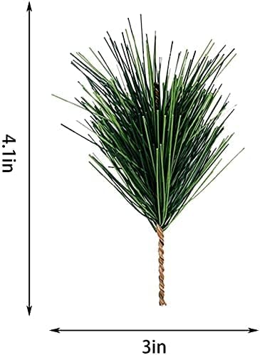 60 PCS Artificial Green Pine Needles Branches-Small Pine Twigs Stems Picks-Fake Greenery Pine Picks for Christmas Garland Wreath Embellishing and Home Holiday Garden Decoration
