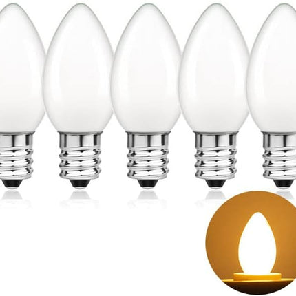 Low Watt Led Light Bulbs 0.5W Equivalent 5W Incandescent Small Night Light Bulb Warm White 2700K Milky C7 Candelabra Led Light Bulbs for Wall lamp Chandeliers E12 Screw Base Low Lumens Light Bulbs