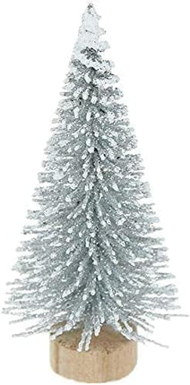 Miniature Pine Trees 8 Pcs Sisal Frosted Christmas Trees Snow-Covered with Wood Base Christmas Tree Set Tabletop Trees for Miniature Scenes, Christmas Crafting and Designing, Mixed Size