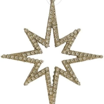 The Bridge Collection Jewel Beaded Cutout Star Ornament - Moravian Star Christmas Ornament - Star of Bethlehem