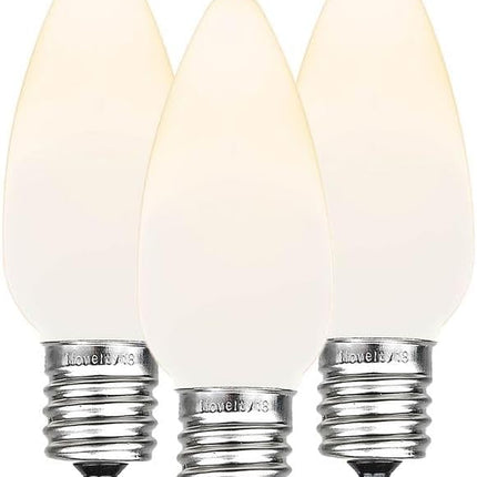 Novelty Lights 25 Pack C9 LED Ceramic Outdoor Patio Party Christmas Replacement Bulbs, Warm White, 3 LED's Per Bulb, Plastic, Energy Efficient