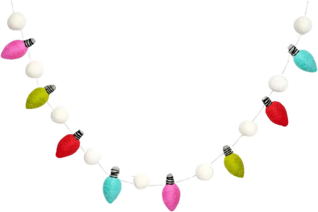 6.6Ft Christmas Felt Light Garland Banner 8 Pcs Light Bulbs Shape Rainbow Banner Xmas Colored Decorative Bunting Garland for Xmas Tree Christmas Party Holiday Home Mantel Wall Decoration