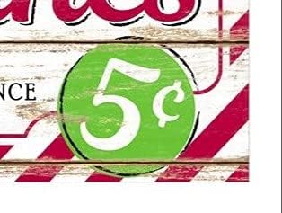 Vintage Candy Canes Christmas Sign - 12.5" x 6", Red and White Wooden Home Decor, Candy Cane Stripes, Kitchen, Yard, Front Door, Patio, Classroom, Office, Daycare, Christmas Tree Lot, Fundraiser