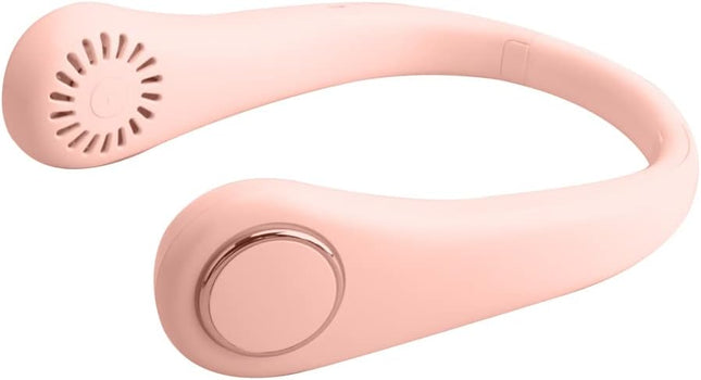 Bladeless Neck Fan With Neckband Lightweight Small Fan Portable Mini Usb Fan Rechargeable Personal Fan Pink