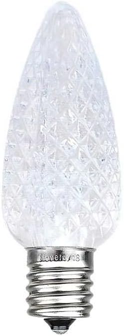 Novelty Lights 25PK C7 LED Faceted Ultra Bright Dimmable Outdoor Christmas Light Replacement Bulbs LED Replacement Bulbs, Led Bulbs, Outdoor Light Bulbs String Light Bulbs (Pure White)