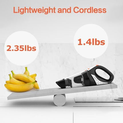 Hihhy Handheld Vacuum Cordless Car Vacuum Cleaner Rechargeable Lightweight Hand Held Small Portable Vac With Usbc Cable For Home, Car