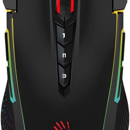 BLOODY J90s RGB Gaming Mouse, High Precision 8000 CPI, 150 IPS, 25g Acceleration, 12 Customizable Buttons, Ambidextrous
