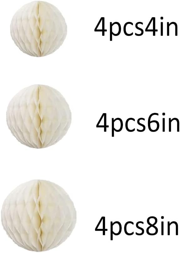 15pcs Honeycomb Balls Decorations 4'' 6'' 8'' Party Honeycomb Ball Flower Tissue Pom Poms Flower Ball Hanging Flower Balls for Baby Shower Birthday Wedding Nursery Decor(4'' 6'' 8'' Beige)