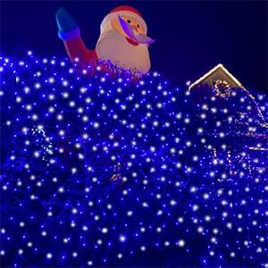 QITONG 4 Pack Blue and White Solar Fairy Lights, Each 33ft 100 LED Solar Christmas Lights, 8 Modes Silver Wire Solar Outdoor String Lights