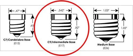Creative Hobbies 25 Pack C9 Clear Blinking Replacement Bulbs for Christmas Lights, E17 C9 Intermediate Base, Random Blinking, 7 Watt, Cool White, Transparent, Cool White